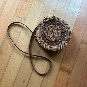 Round wicker rattan bag